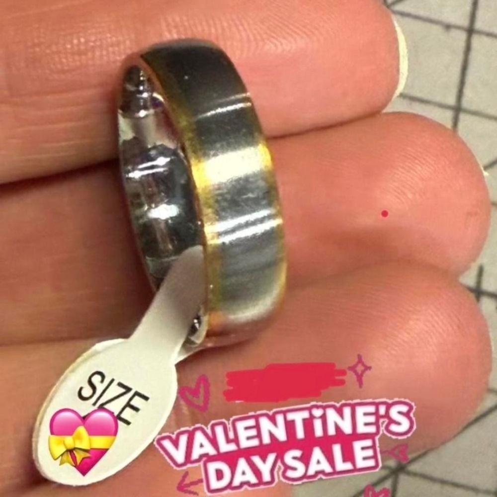 Two-Tone Brushed Band Ring | Silver & Gold Tone 7